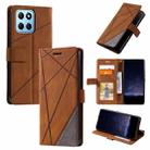 For Honor X8 5G Skin Feel Splicing Leather Phone Case(Brown) - 1