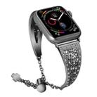 For Apple Watch Series 7 45mm / 6 & SE & 5 & 4 44mm / 3 & 2 & 1 42mm Flower Pattern Adjustable B Style Wrist Strap(Black) - 1