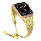 For Apple Watch Series 7 45mm / 6 & SE & 5 & 4 44mm / 3 & 2 & 1 42mm Flower Pattern Adjustable B Style Wrist Strap(Gold) - 1