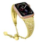 For Apple Watch Series 7 41mm / 6 & SE & 5 & 4 40mm / 3 & 2 & 1 38mm Flower Pattern Adjustable B Style Wrist Strap(Gold) - 1