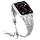 For Apple Watch Series 7 41mm / 6 & SE & 5 & 4 40mm / 3 & 2 & 1 38mm Flower Pattern Adjustable B Style Wrist Strap(Silver) - 1