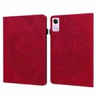For Xiaomi Redmi Pad SE Peacock Embossed Pattern Leather Tablet Case(Red) - 1