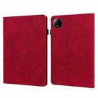 For Xiaomi Redmi Pad SE 8.7 Peacock Embossed Pattern Leather Tablet Case(Red) - 1