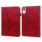 For Xiaomi Redmi Pad SE Solid Color Stripe Embossed Leather Tablet Case(Red) - 1