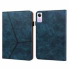 For Xiaomi Redmi Pad SE Solid Color Stripe Embossed Leather Tablet Case(Blue) - 1