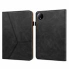 For Xiaomi Redmi Pad SE 8.7 Solid Color Stripe Embossed Leather Tablet Case(Black) - 1