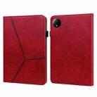 For Xiaomi Redmi Pad SE 8.7 Solid Color Stripe Embossed Leather Tablet Case(Red) - 1