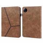 For Xiaomi Redmi Pad SE 8.7 Solid Color Stripe Embossed Leather Tablet Case(Brown) - 1