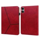 For Xiaomi Redmi Pad Pro 12.1 Solid Color Stripe Embossed Leather Tablet Case(Red) - 1