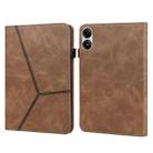 For Xiaomi Redmi Pad Pro 12.1 Solid Color Stripe Embossed Leather Tablet Case(Brown) - 1