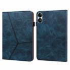 For Xiaomi Poco Pad 12.1 Solid Color Stripe Embossed Leather Tablet Case(Blue) - 1