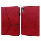 For Lenovo Xiaoxin Pad Pro 12.7 Solid Color Stripe Embossed Leather Tablet Case(Red) - 1
