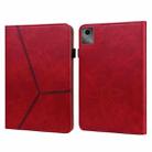 For Lenovo Tab M11 / Xiaoxin Pad 11 2024 Solid Color Stripe Embossed Leather Tablet Case(Red) - 1