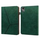 For Lenovo Tab M11 / Xiaoxin Pad 11 2024 Solid Color Stripe Embossed Leather Tablet Case(Green) - 1