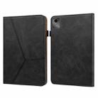 For Lenovo Tab M11 / Xiaoxin Pad 11 2024 Solid Color Stripe Embossed Leather Tablet Case(Black) - 1