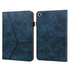 For Samsung Galaxy Tab A9+ Solid Color Stripe Embossed Leather Tablet Case(Blue) - 1