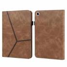 For Samsung Galaxy Tab A9+ Solid Color Stripe Embossed Leather Tablet Case(Brown) - 1