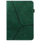 For Samsung Galaxy Tab S7 / S8 Solid Color Stripe Embossed Leather Tablet Case(Green) - 2