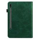 For Samsung Galaxy Tab S7 / S8 Solid Color Stripe Embossed Leather Tablet Case(Green) - 3