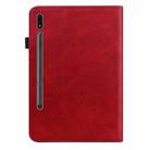 For Samsung Galaxy Tab S7 / S8 Solid Color Stripe Embossed Leather Tablet Case(Red) - 3