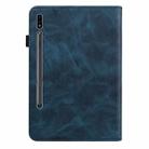 For Samsung Galaxy Tab S7 / S8 Solid Color Stripe Embossed Leather Tablet Case(Blue) - 3