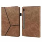 For Samsung Galaxy Tab S7 / S8 Solid Color Stripe Embossed Leather Tablet Case(Brown) - 1