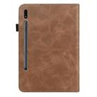 For Samsung Galaxy Tab S7 / S8 Solid Color Stripe Embossed Leather Tablet Case(Brown) - 3