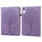 For Xiaomi Redmi Pad SE Tree & Deer Embossed Leather Tablet Case(Purple) - 1