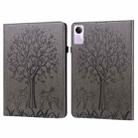 For Xiaomi Redmi Pad SE Tree & Deer Embossed Leather Tablet Case(Grey) - 1