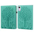 For Xiaomi Redmi Pad SE Tree & Deer Embossed Leather Tablet Case(Green) - 1