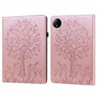 For Xiaomi Redmi Pad SE 8.7 Tree & Deer Embossed Leather Tablet Case(Pink) - 1