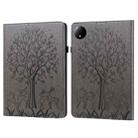 For Xiaomi Redmi Pad SE 8.7 Tree & Deer Embossed Leather Tablet Case(Grey) - 1