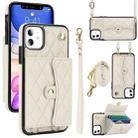 For iPhone 11 Crossbody Rhombic Horizontal Wallet Leather Phone Case(White) - 1