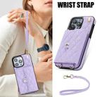 For iPhone 16 Pro Max Crossbody Rhombic Horizontal Wallet Leather Phone Case(Purple) - 2