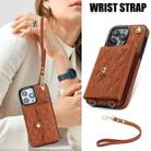 For iPhone 16 Pro Max Crossbody Rhombic Horizontal Wallet Leather Phone Case(Brown) - 2