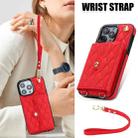 For iPhone 16 Pro Crossbody Rhombic Horizontal Wallet Leather Phone Case(Red) - 2