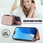 For iPhone 16 Pro Crossbody Rhombic Horizontal Wallet Leather Phone Case(Rose Gold) - 3