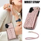 For iPhone 16 Plus Crossbody Rhombic Horizontal Wallet Leather Phone Case(Rose Gold) - 2