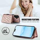 For iPhone 16 Plus Crossbody Rhombic Horizontal Wallet Leather Phone Case(Rose Gold) - 3