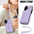 For iPhone 16 Plus Crossbody Rhombic Horizontal Wallet Leather Phone Case(Purple) - 2