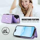 For iPhone 16 Plus Crossbody Rhombic Horizontal Wallet Leather Phone Case(Purple) - 3