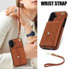 For iPhone 16 Plus Crossbody Rhombic Horizontal Wallet Leather Phone Case(Brown) - 2