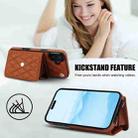 For iPhone 16 Plus Crossbody Rhombic Horizontal Wallet Leather Phone Case(Brown) - 3