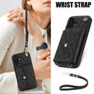 For iPhone 16 Crossbody Rhombic Horizontal Wallet Leather Phone Case(Black) - 2