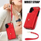 For iPhone 16 Crossbody Rhombic Horizontal Wallet Leather Phone Case(Red) - 2