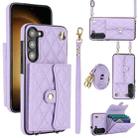 For Samsung Galaxy S23+ 5G Crossbody Rhombic Horizontal Wallet Leather Phone Case(Purple) - 1
