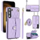 For Samsung Galaxy S23 5G Crossbody Rhombic Horizontal Wallet Leather Phone Case(Purple) - 1