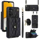 For Samsung Galaxy A13 4G/5G Crossbody Rhombic Horizontal Wallet Leather Phone Case(Black) - 1