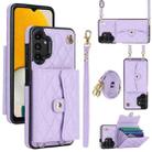 For Samsung Galaxy A13 4G/5G Crossbody Rhombic Horizontal Wallet Leather Phone Case(Purple) - 1