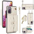 For Samsung Galaxy S20 FE Crossbody Rhombic Horizontal Wallet Leather Phone Case(White) - 1